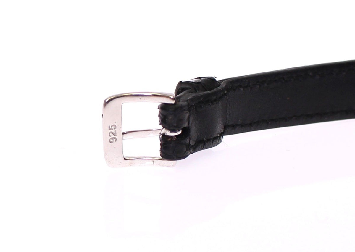 Nialaya Snakeskin CZ LOVE 925 Silver Bracelet