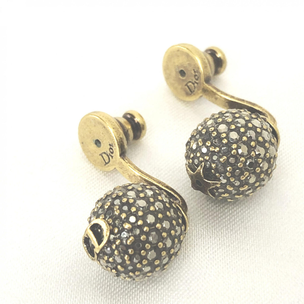 Christian Dior Crystal Embellished Metal Bee Earrings