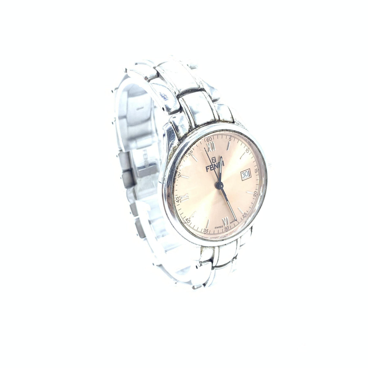 Fendi Pink Champagne Dial Quartz Watch, Stainless Steel