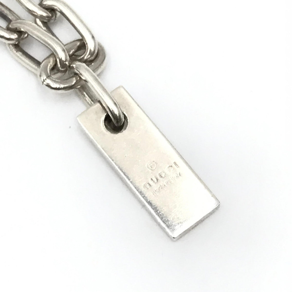 Gucci Sterling Silver Logo Plate Chain Bracelet