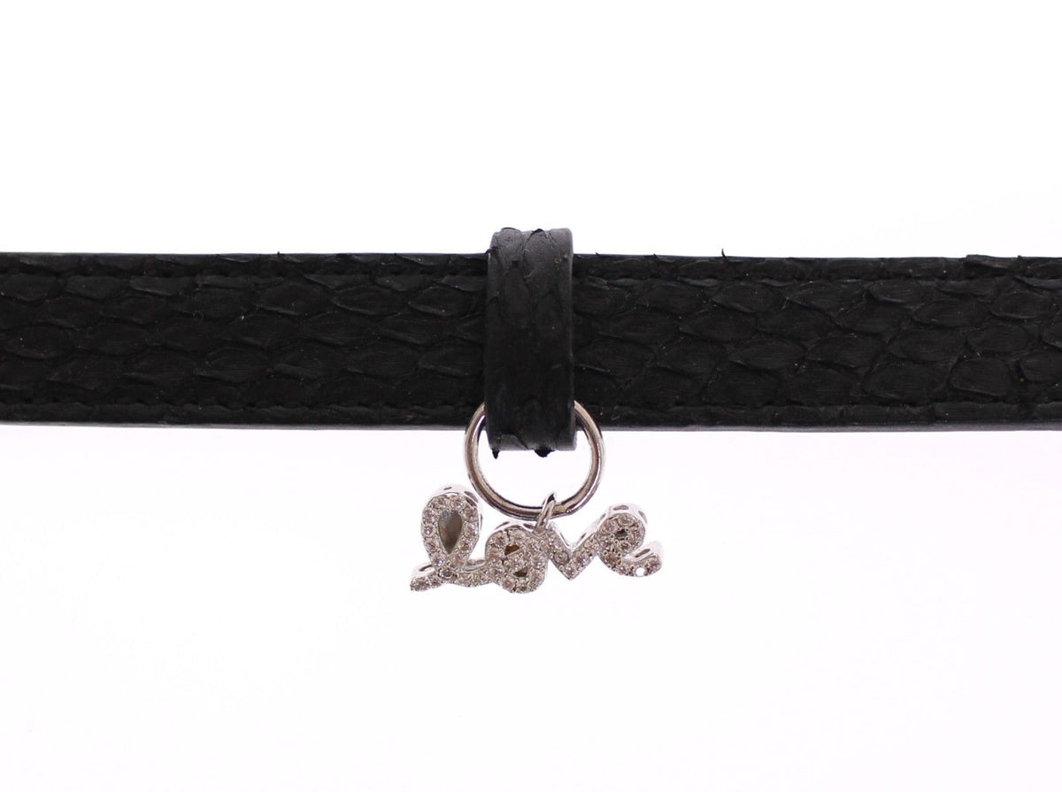 Nialaya Snakeskin CZ LOVE 925 Silver Bracelet